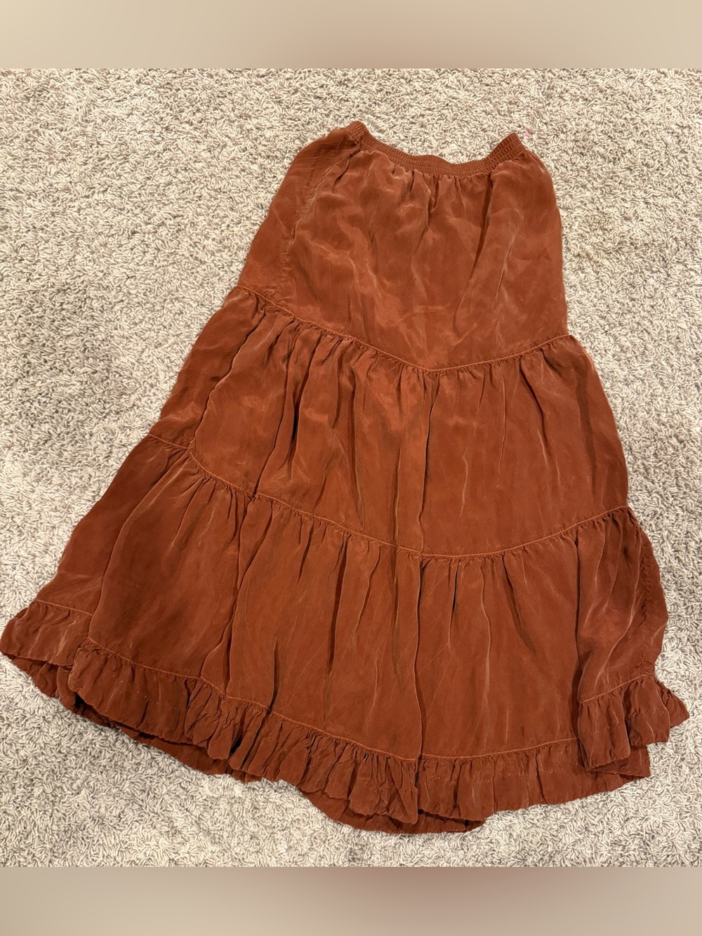 Tianello Tiered Maxi Skirt in Rusty Brown-Medium